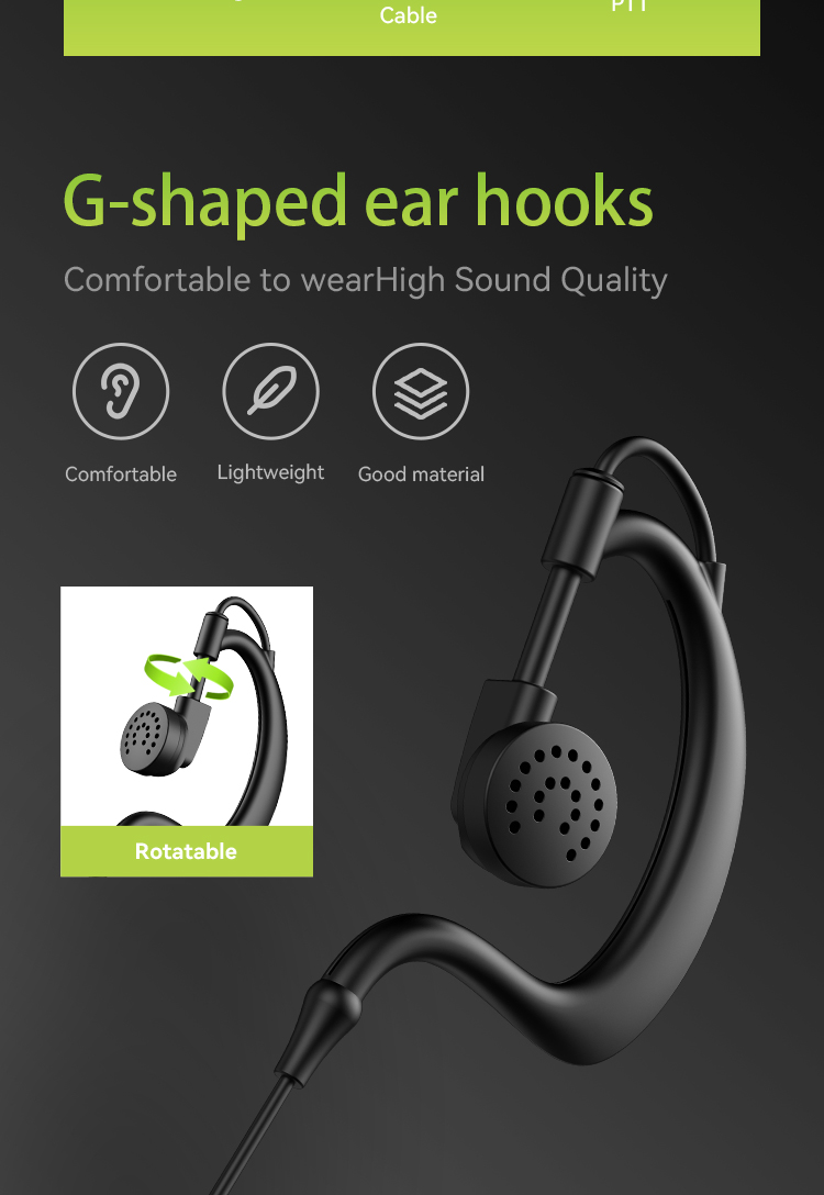 G shape ear hook earpiece