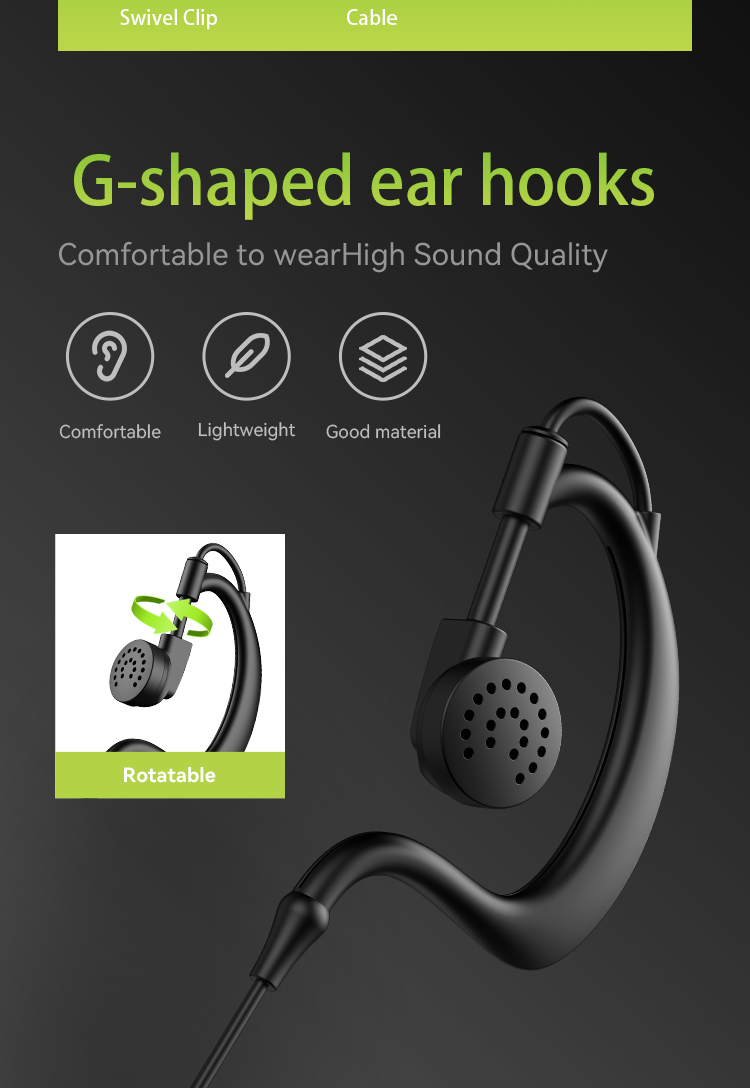 g shape ear hook earphone
