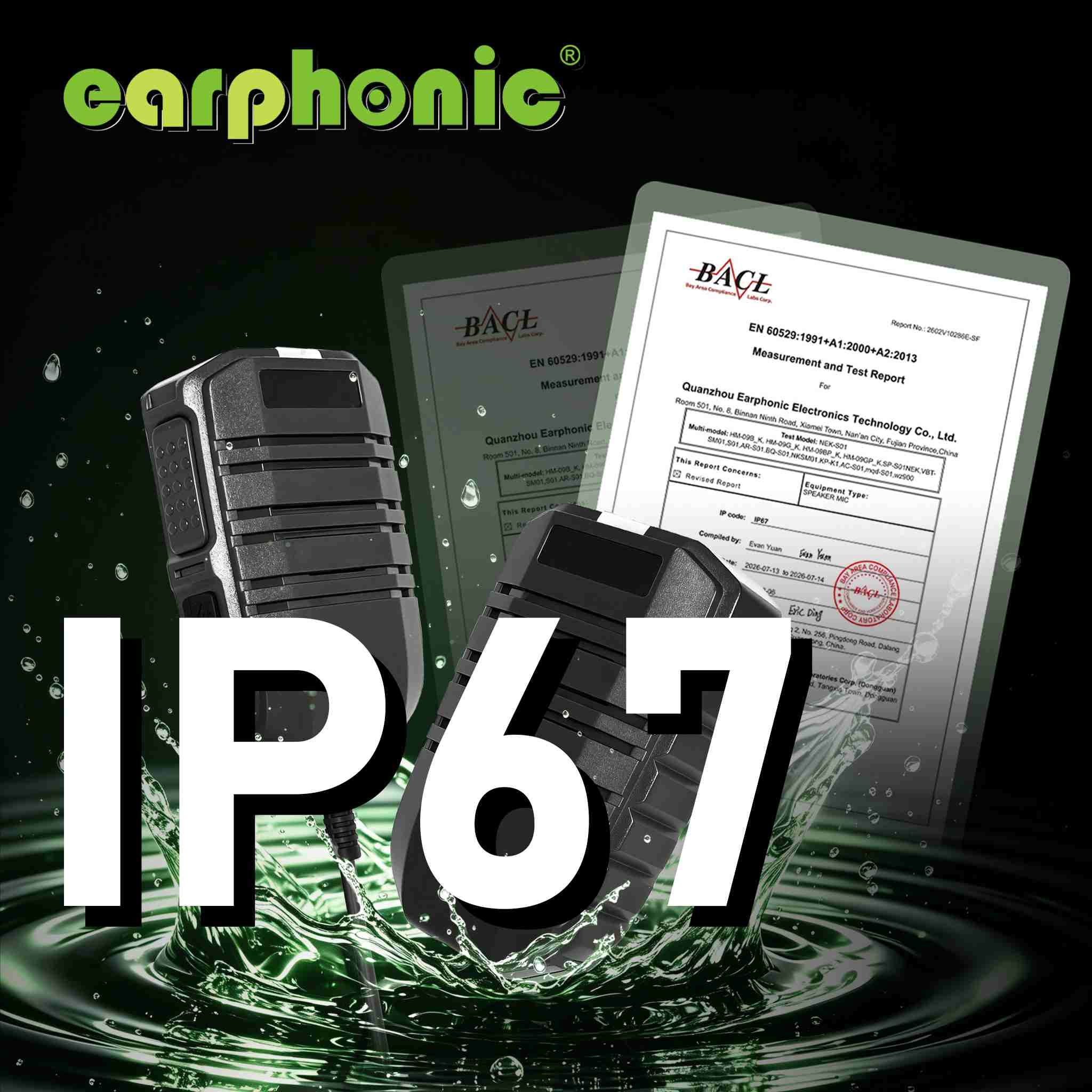 Our Speaker Mic Has Officially Obtained IP67 Certification